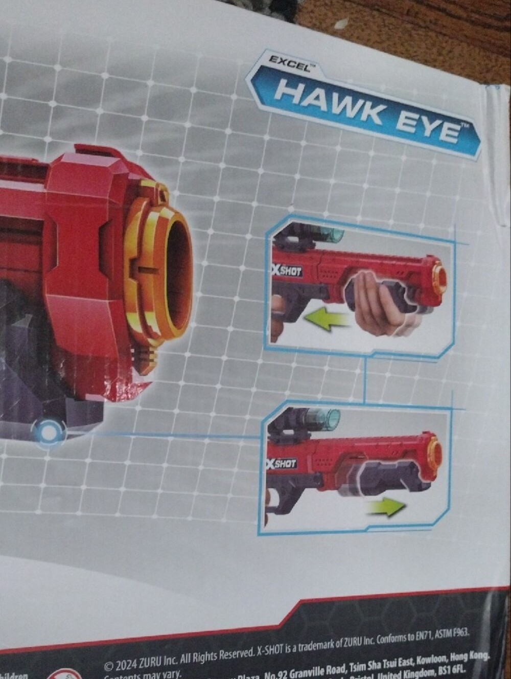ZURU X-Shot Hawk Eye Kids Toy Blaster - Red and Teal - Picture 12 of 13